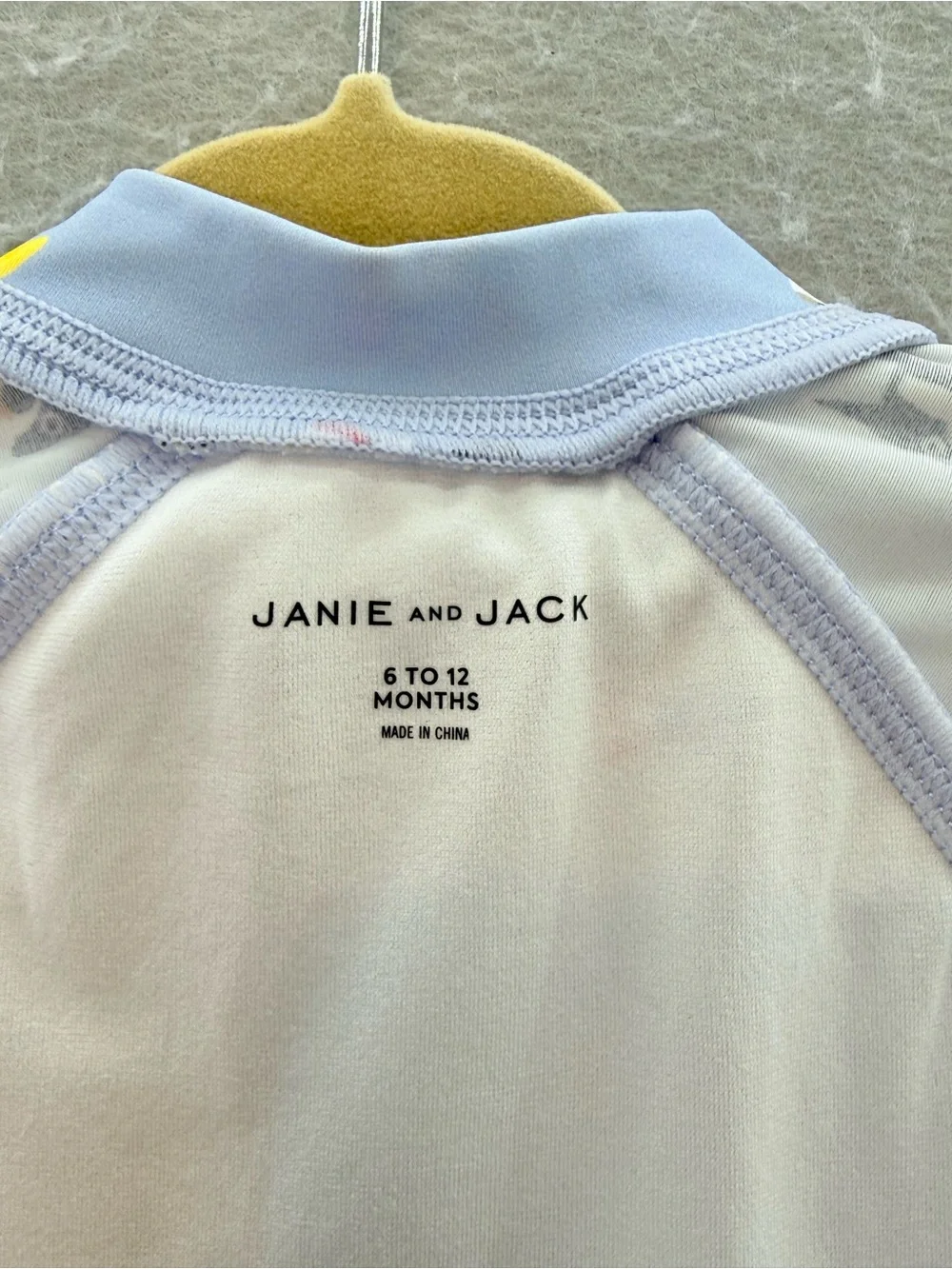 Janie & Jack. - Baby one piece swimsuit Dogs print rush guard light blue 6 -12 m